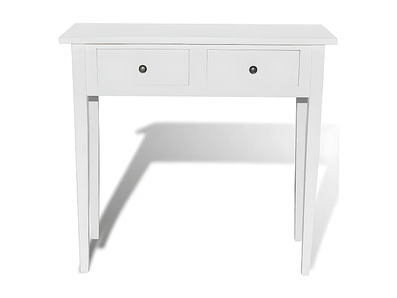 Console coiffeuse 2 tiroirs bois et pin massif blanc Iris