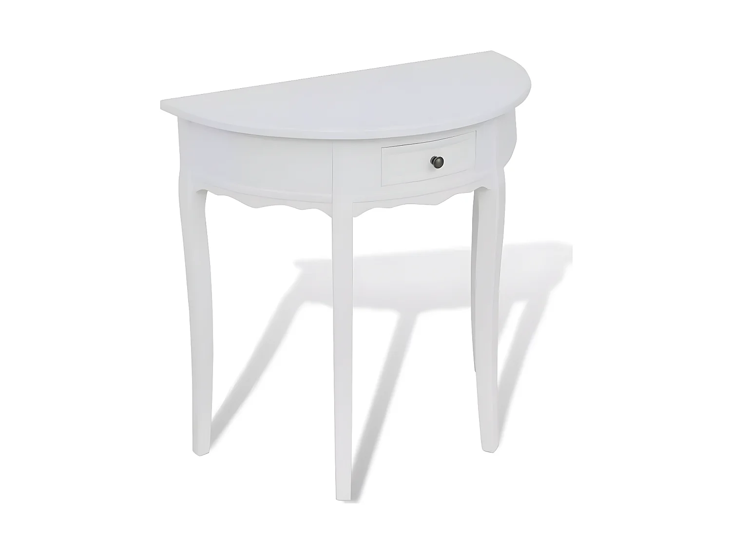 Console demi-ronde 1 tiroir pin massif blanc Anjam