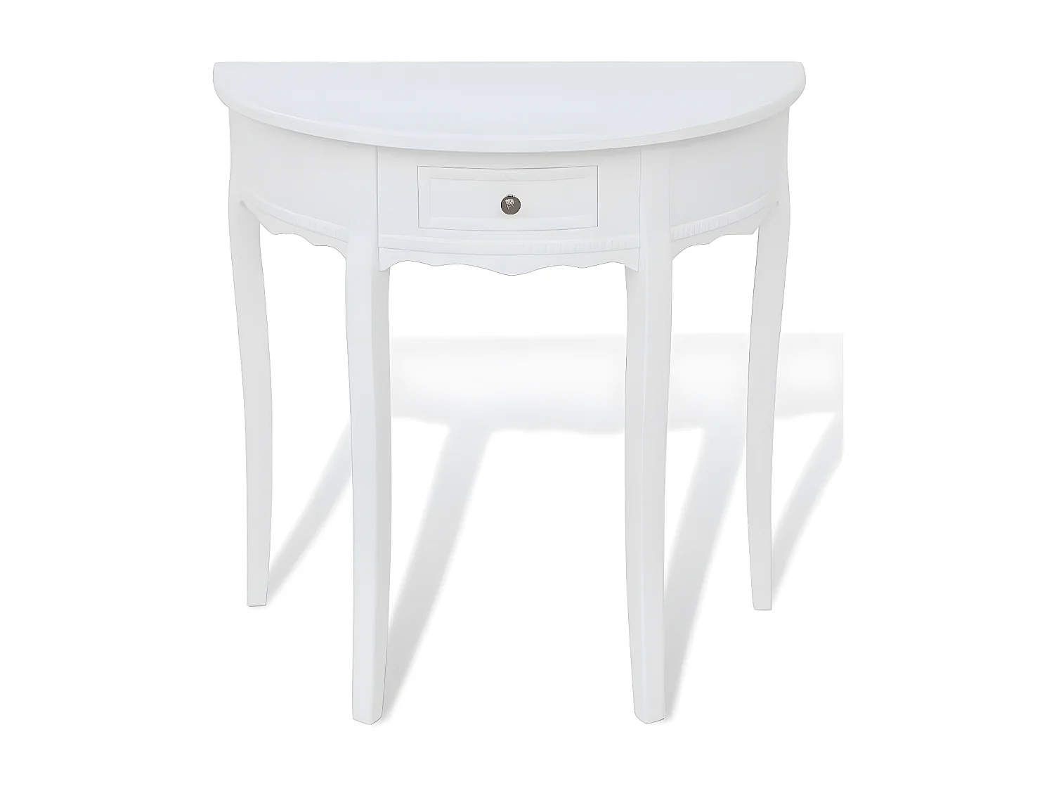 Console demi-ronde 1 tiroir pin massif blanc Anjam