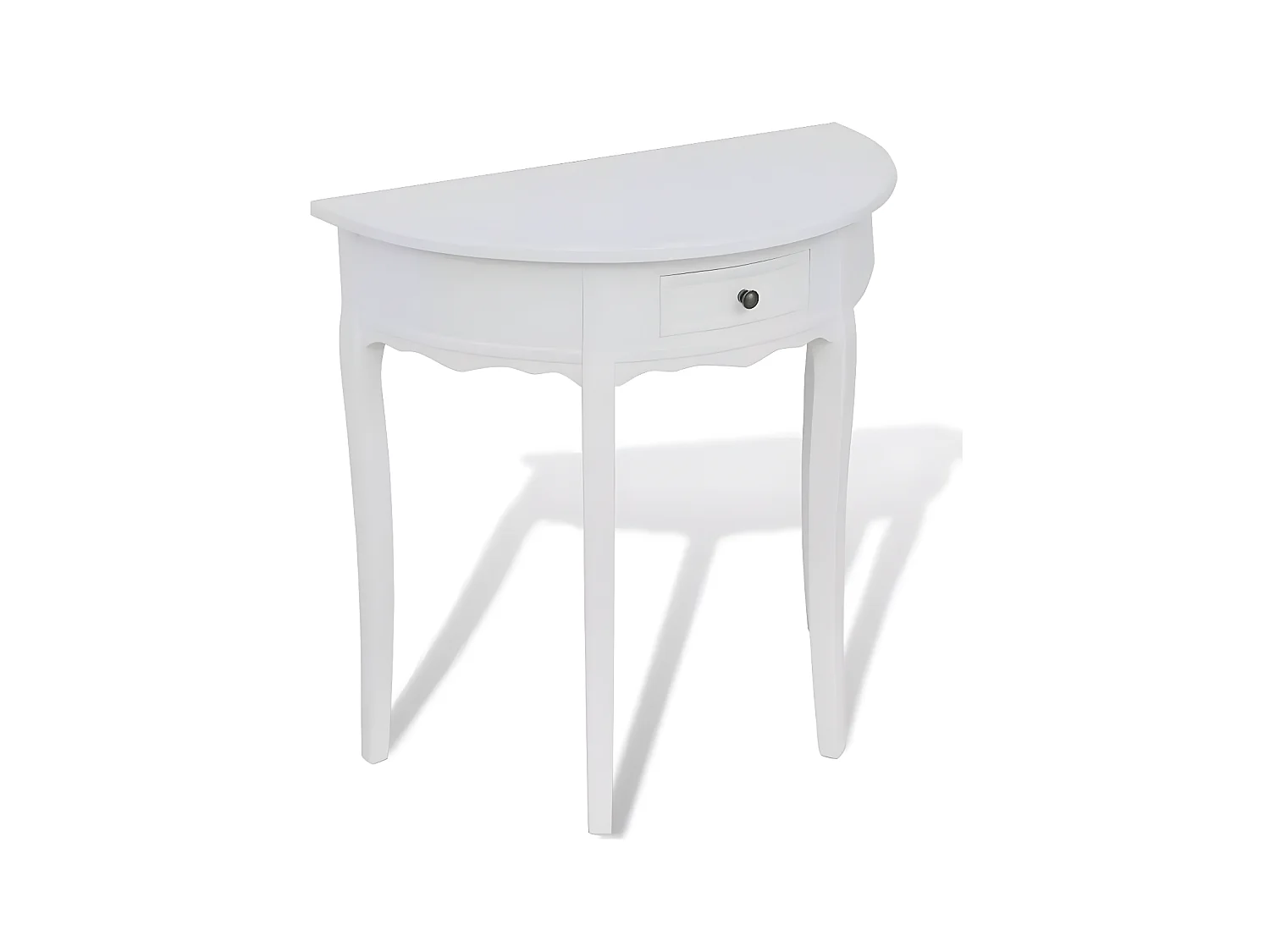 Console demi-ronde 1 tiroir pin massif blanc Anjam