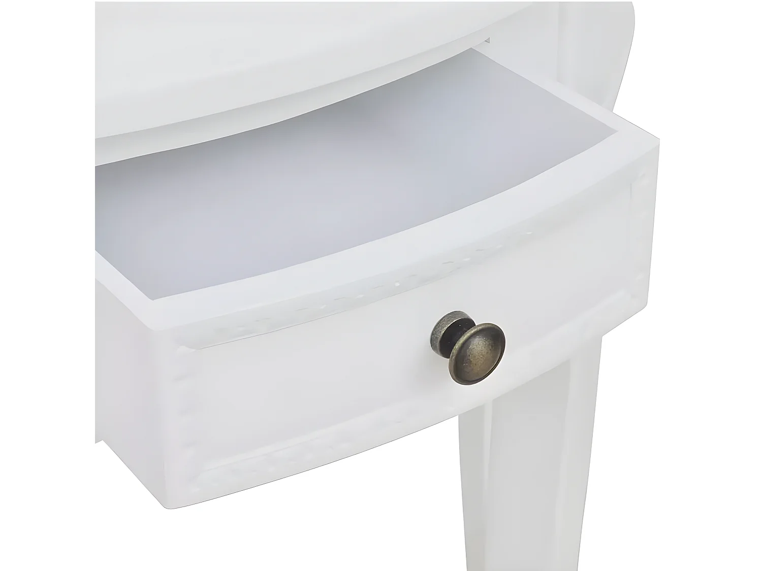 Console demi-ronde 1 tiroir pin massif blanc Anjam