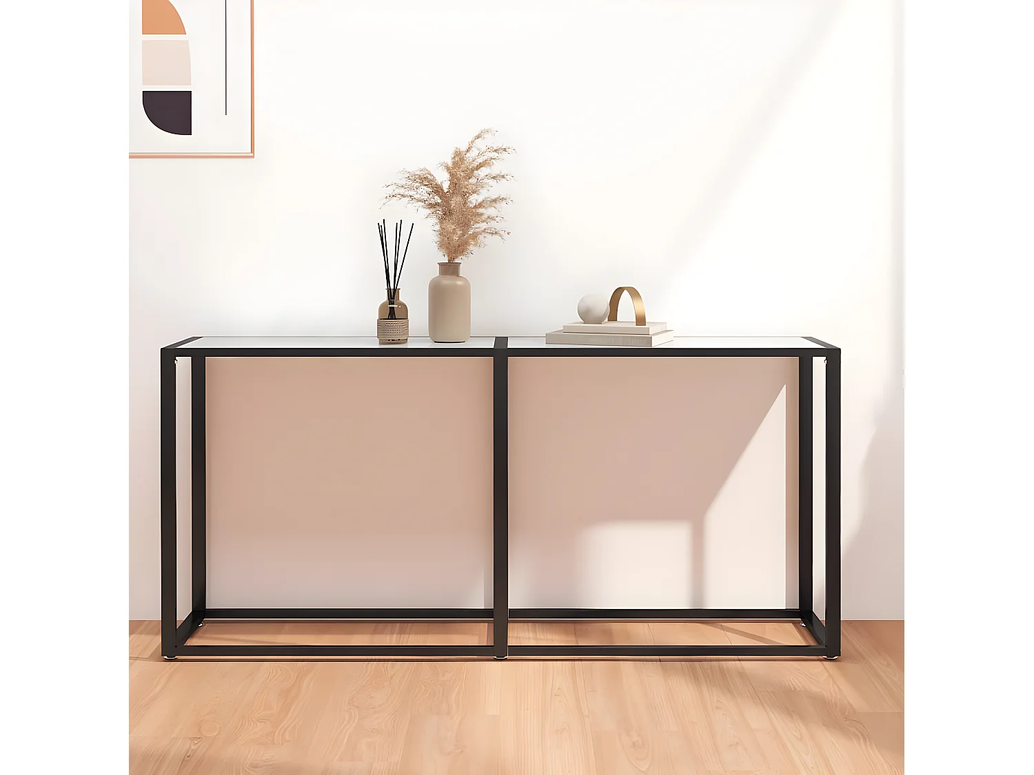 Table console Marbre blanc 160x35x75,5 Verre trempé