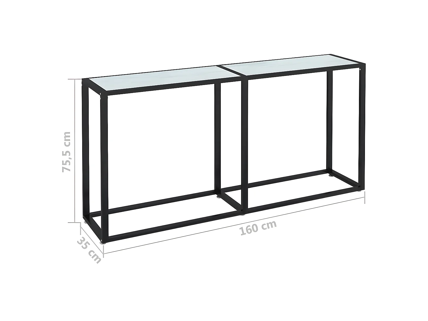 Table console Marbre blanc 160x35x75,5 Verre trempé