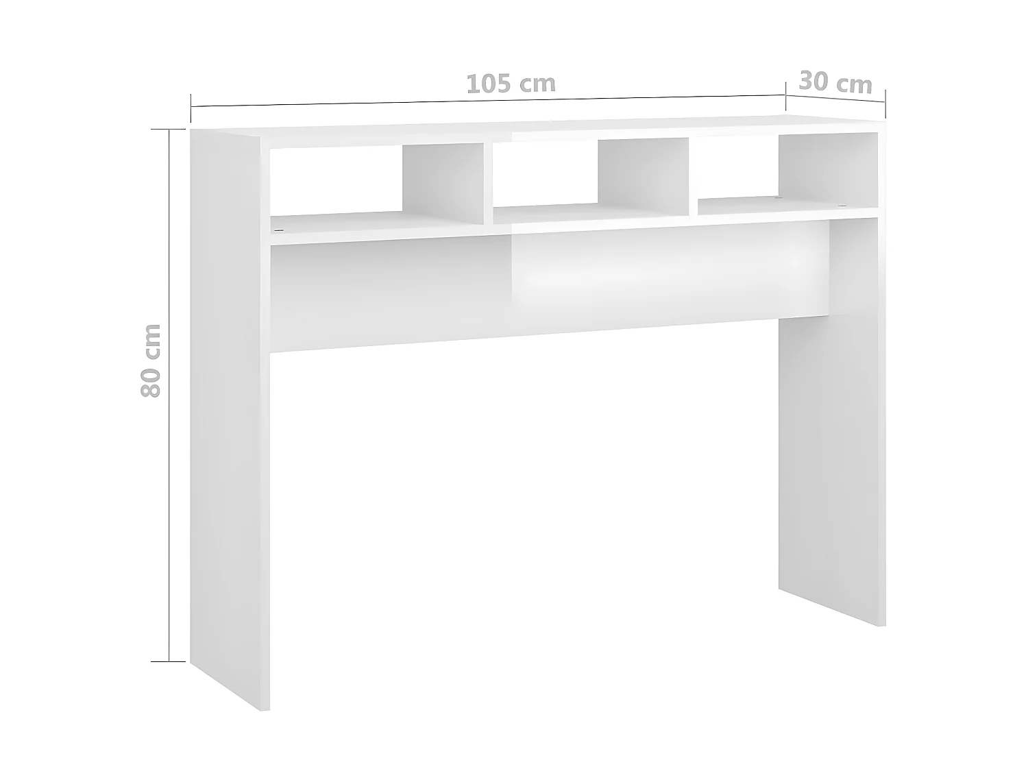 Table console Blanc brillant 105x30x80