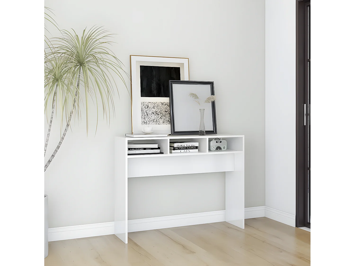 Table console Blanc brillant 105x30x80