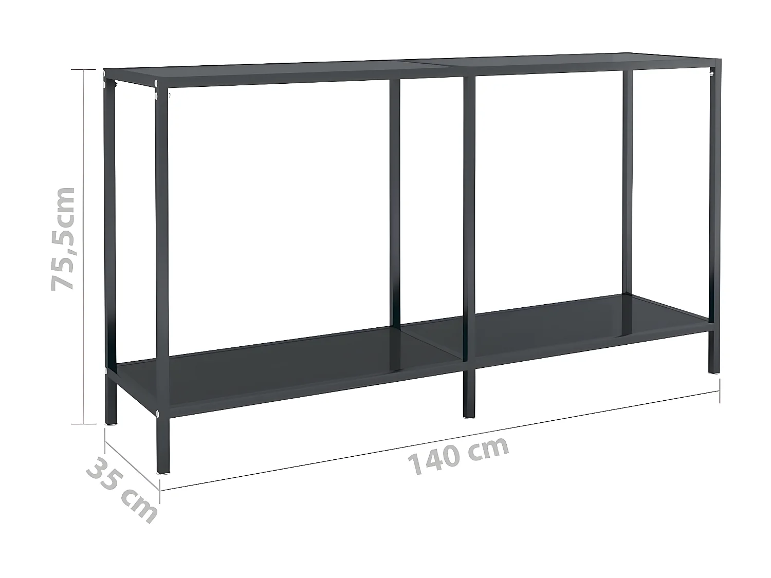 Table console Noir 140x35x75,5 Verre trempé