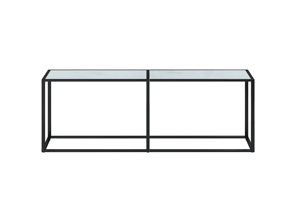 Table console Marbre blanc 220x35x75,5 Verre trempé