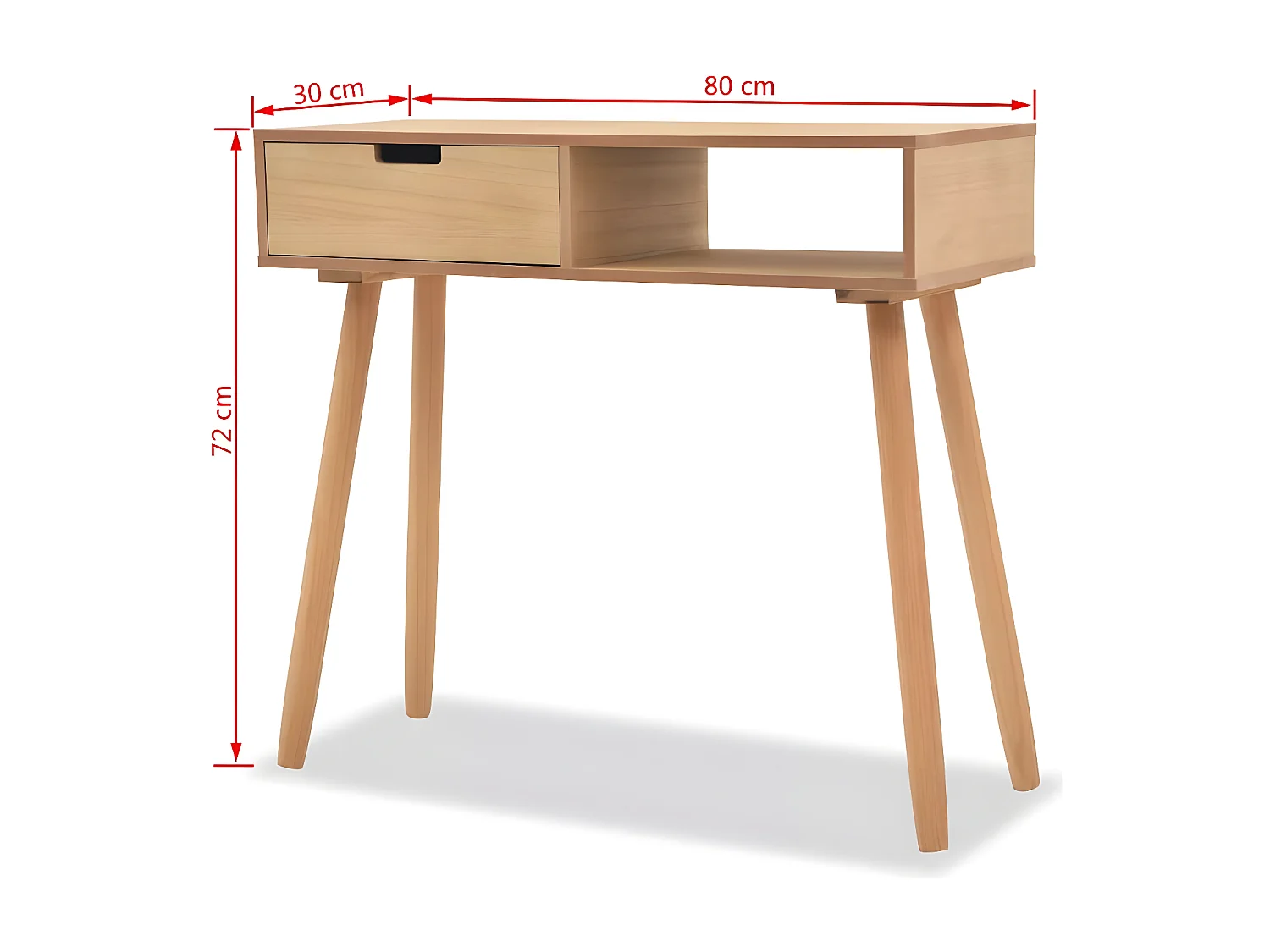 Console 1 tiroir bois et pin massif clair Lain