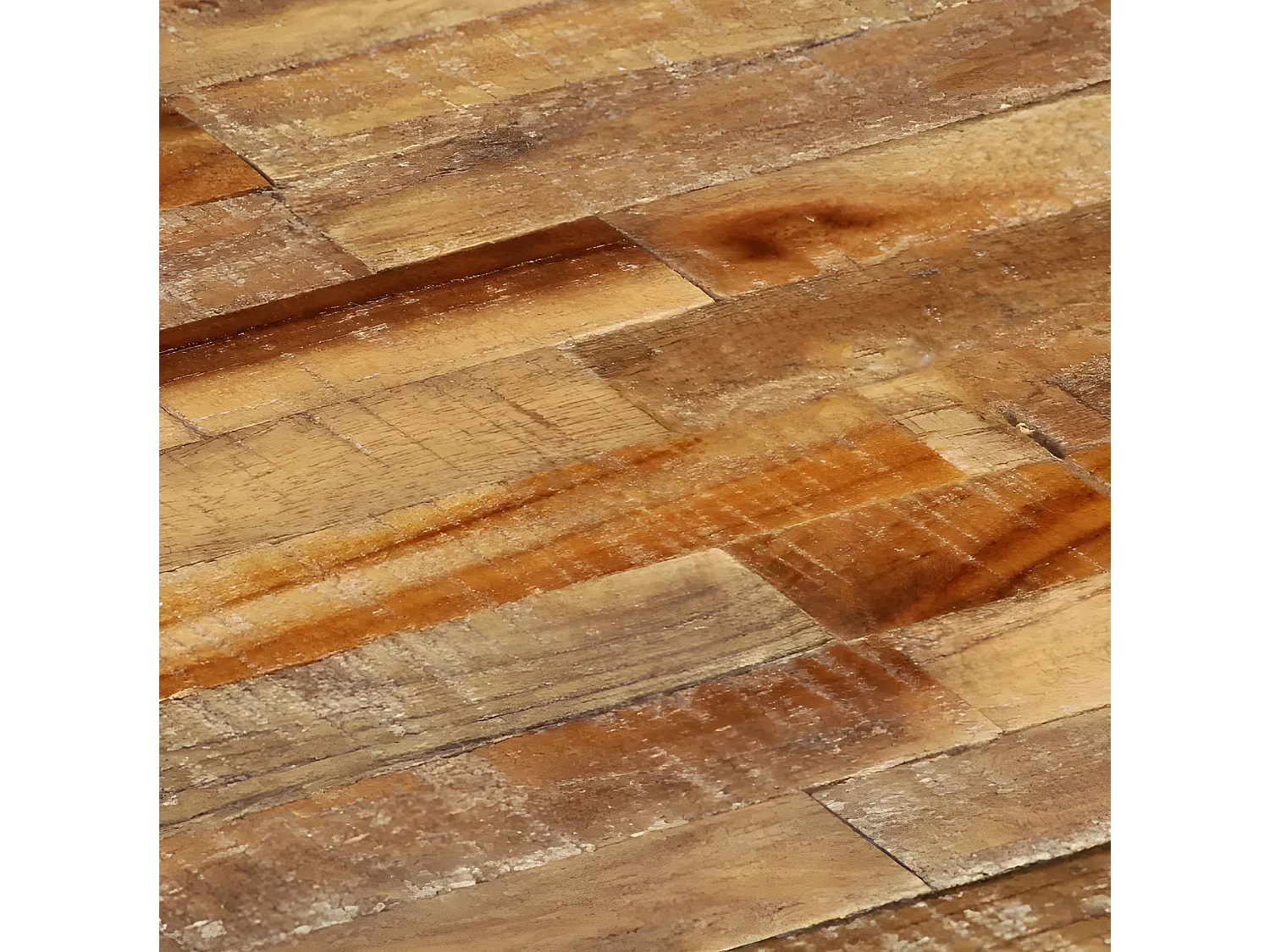 Console teck recyclé foncé et métal noir Voust