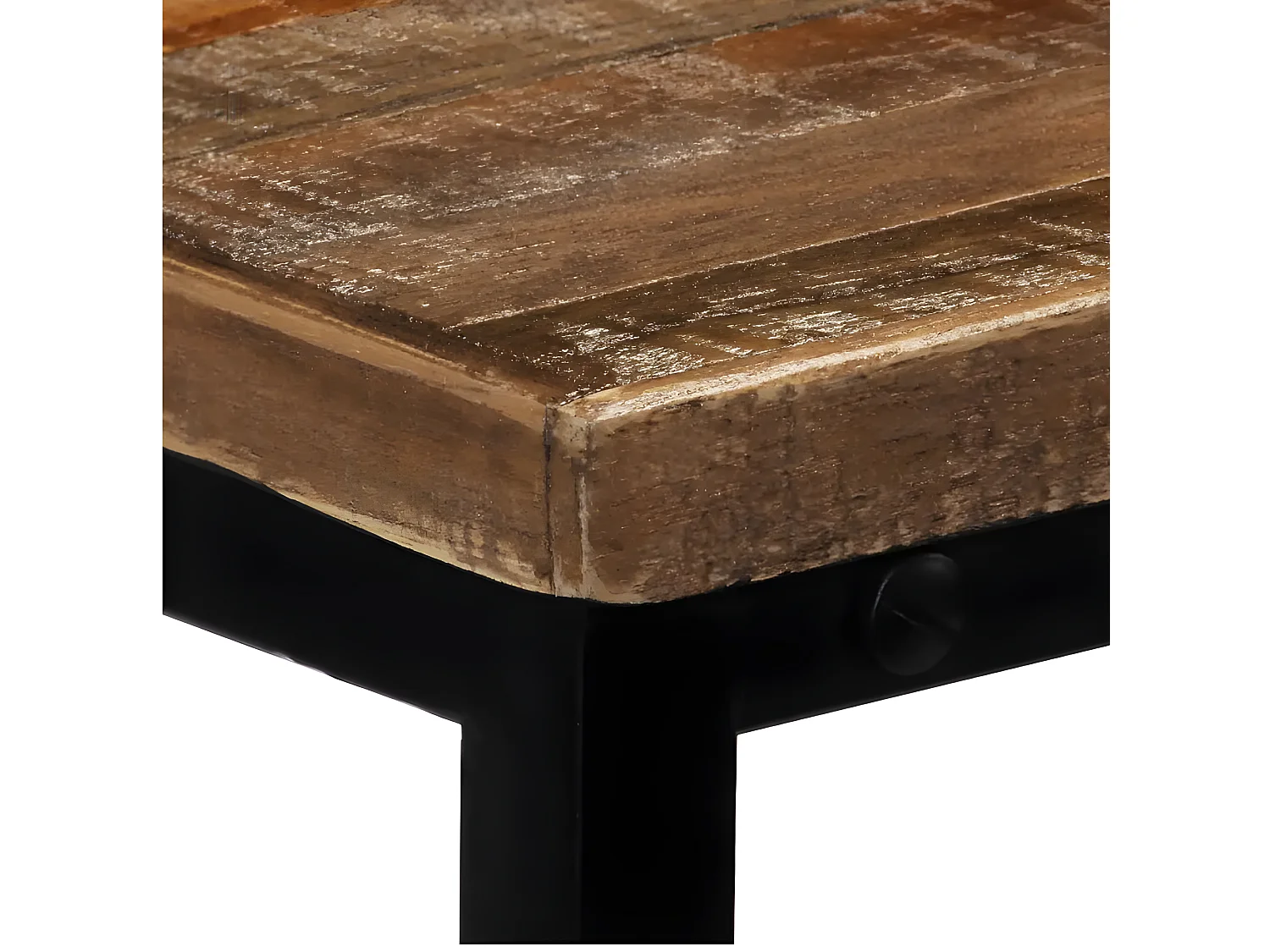 Console teck recyclé foncé et métal noir Voust