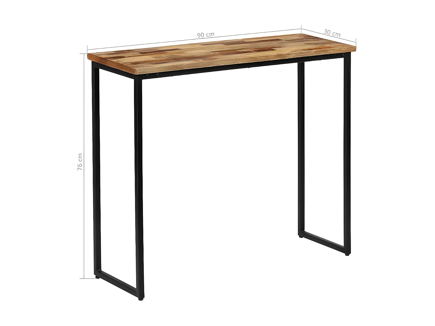 Console teck recyclé foncé et métal noir Voust