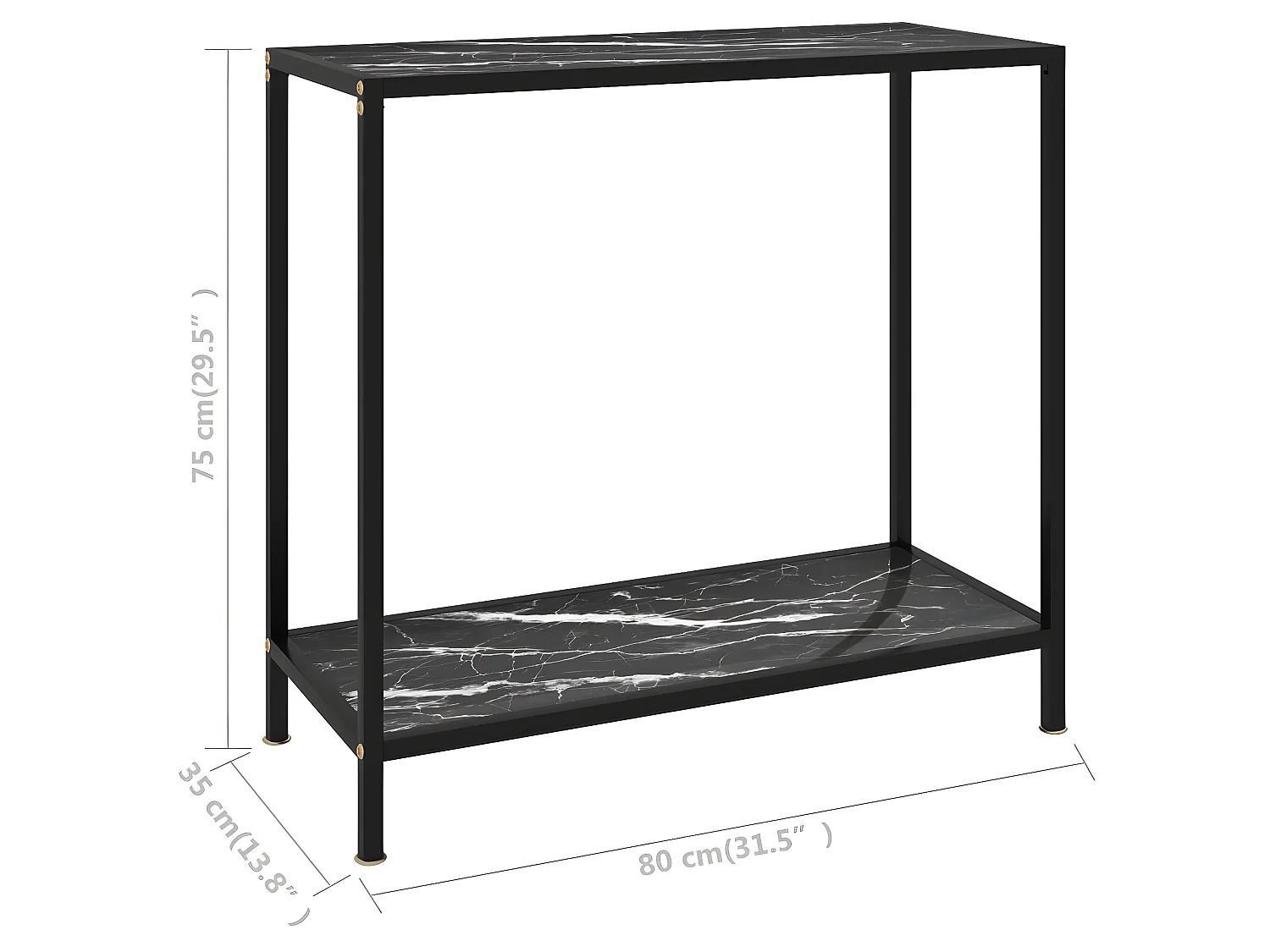 Table console Noir 80x35x75 Verre trempé 2