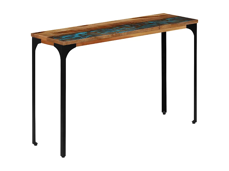 Console bois massif recyclé foncé et métal noir Boust