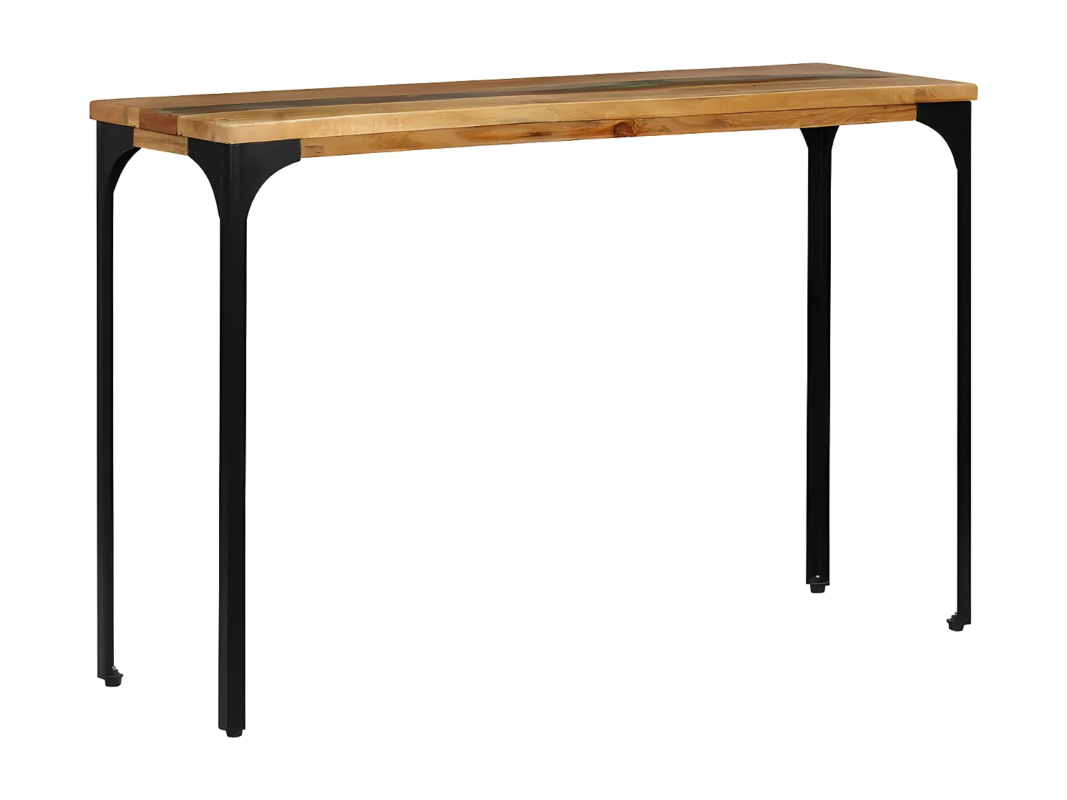 Console bois massif recyclé foncé et métal noir Boust