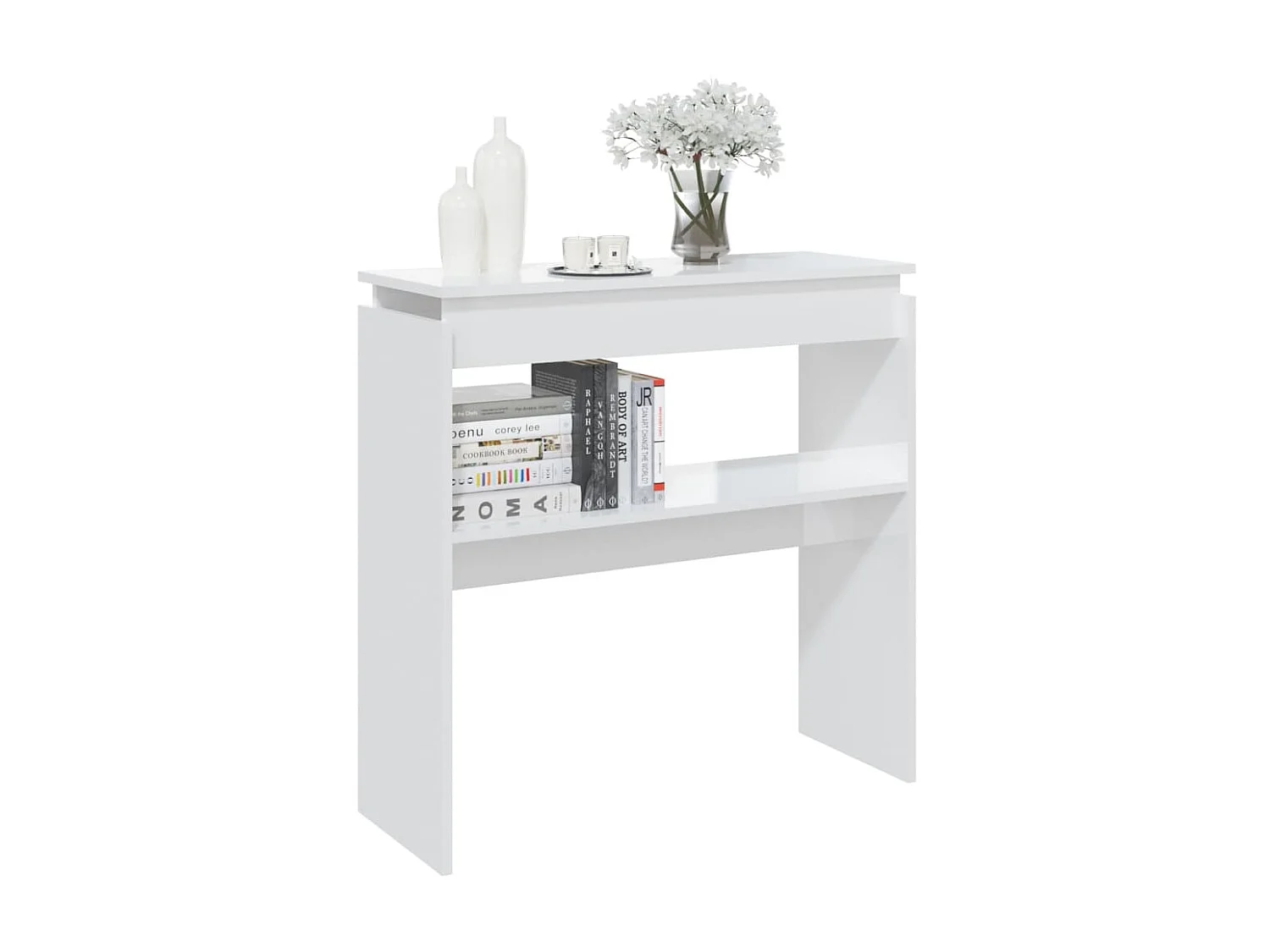 Table console Blanc brillant 80x30x80