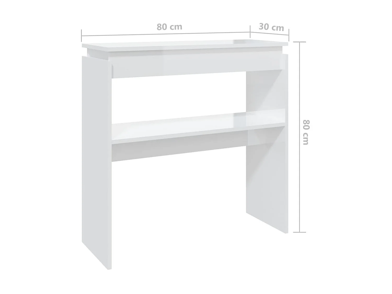 Table console Blanc brillant 80x30x80