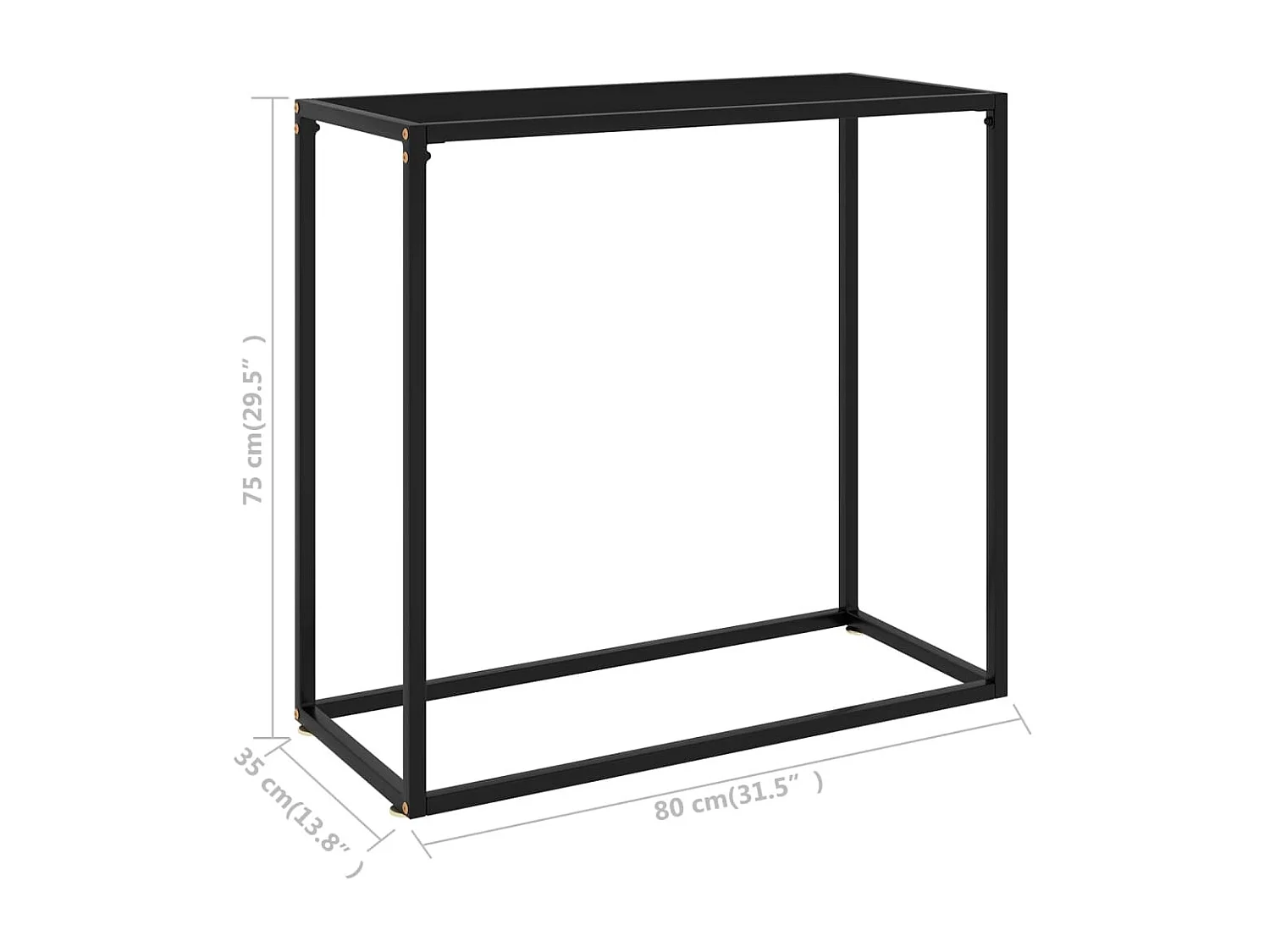 Table console Noir 80x35x75 Verre trempé 3