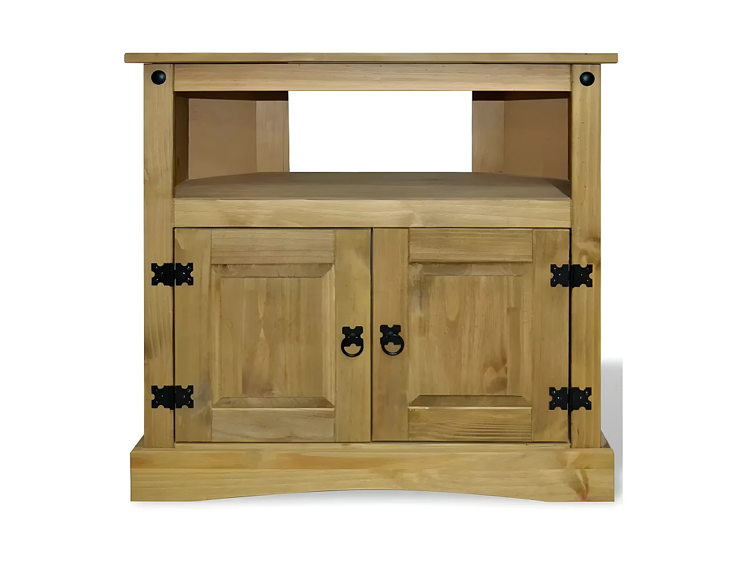 Console 1 niche 2 portes pin massif foncé Ronnia