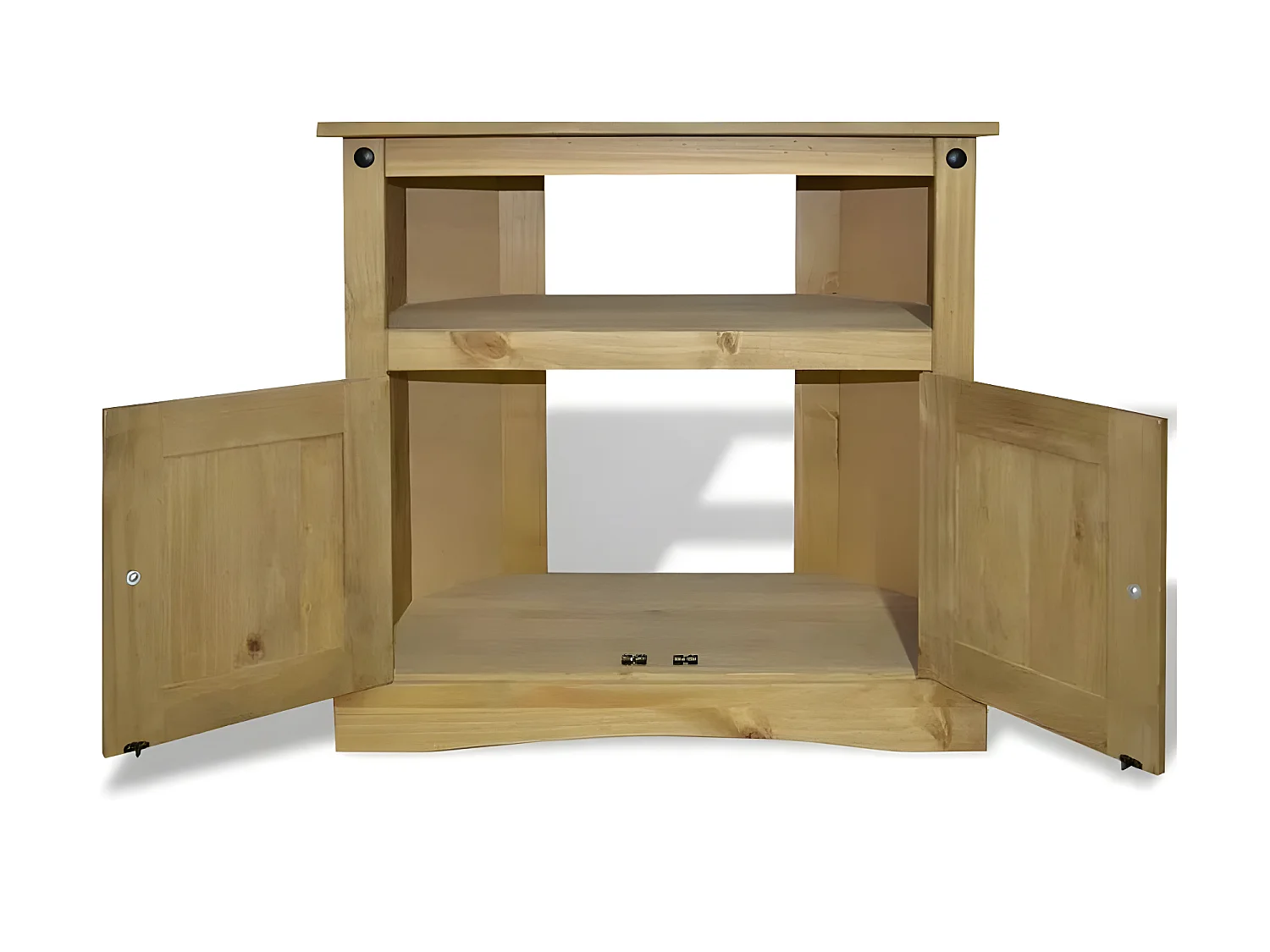 Console 1 niche 2 portes pin massif foncé Ronnia