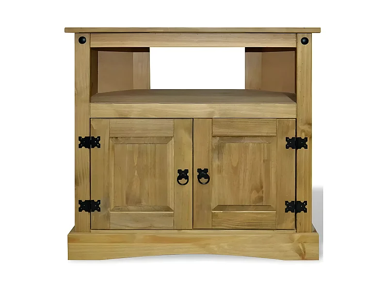 Console 1 niche 2 portes pin massif foncé Ronnia