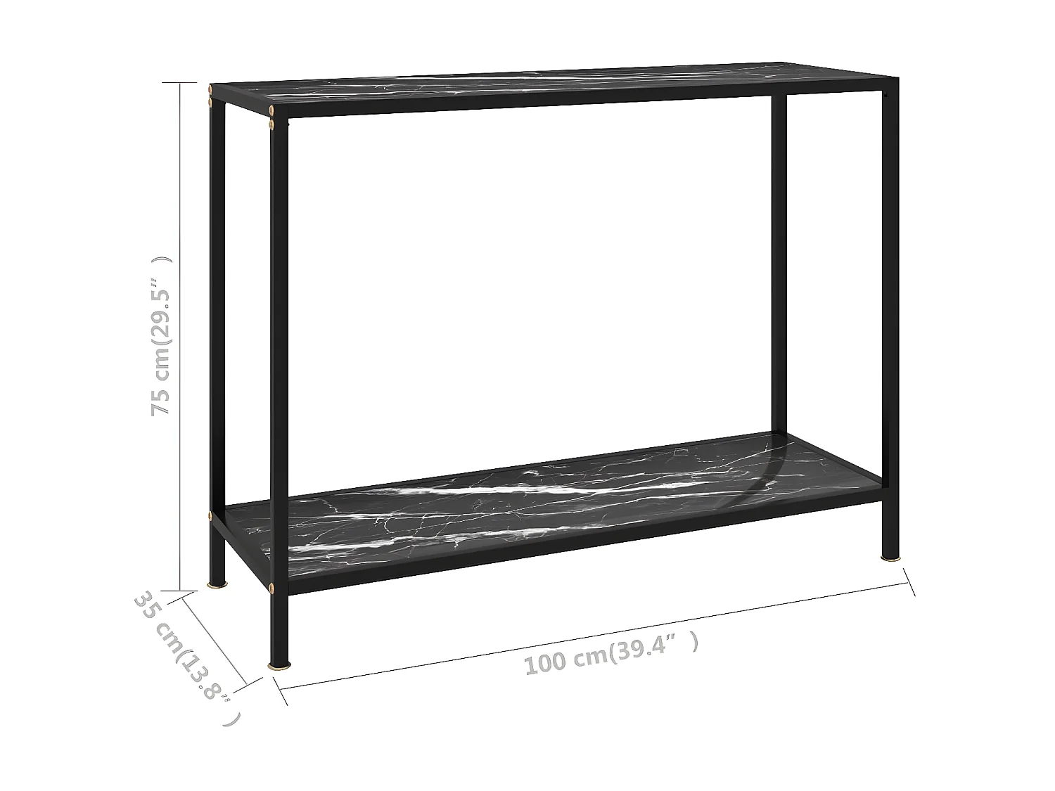 Table console Noir 100x35x75 Verre trempé 2