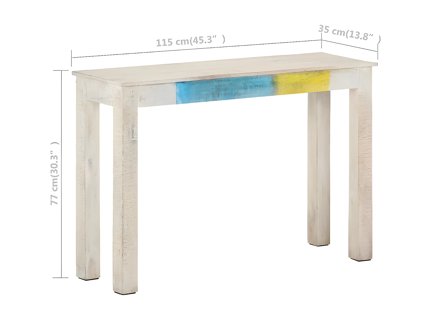 Table console Blanc 115x35x77 Bois de manguier brut