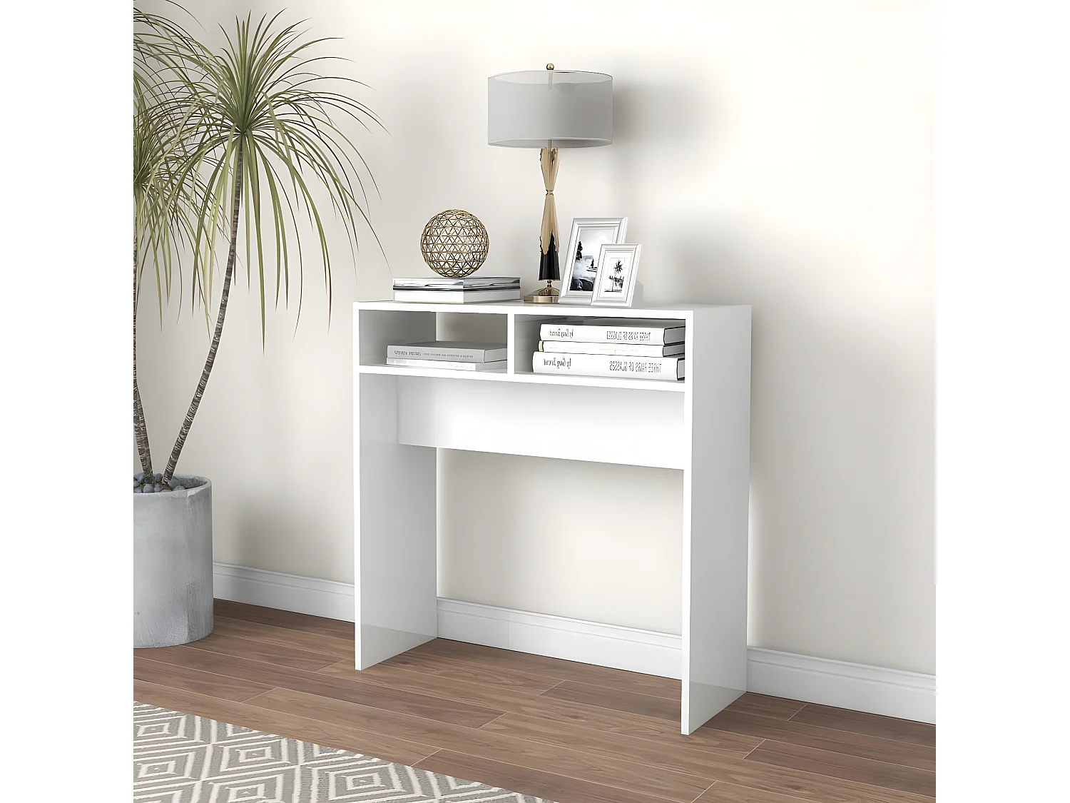 Table console Blanc brillant 78x30x80