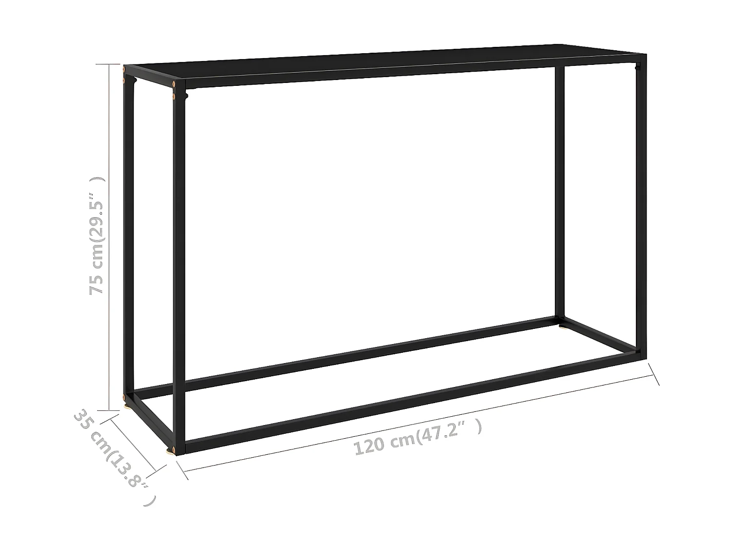 Table console Noir 120x35x75 Verre trempé 4
