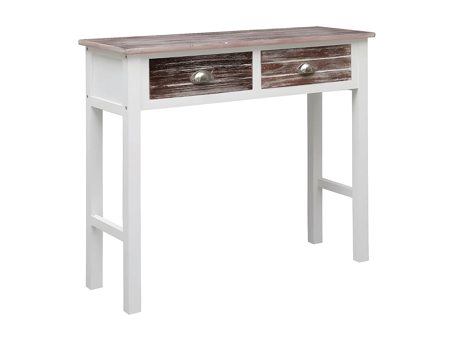 Console 2 tiroirs paulownia blanc et foncé Amatar