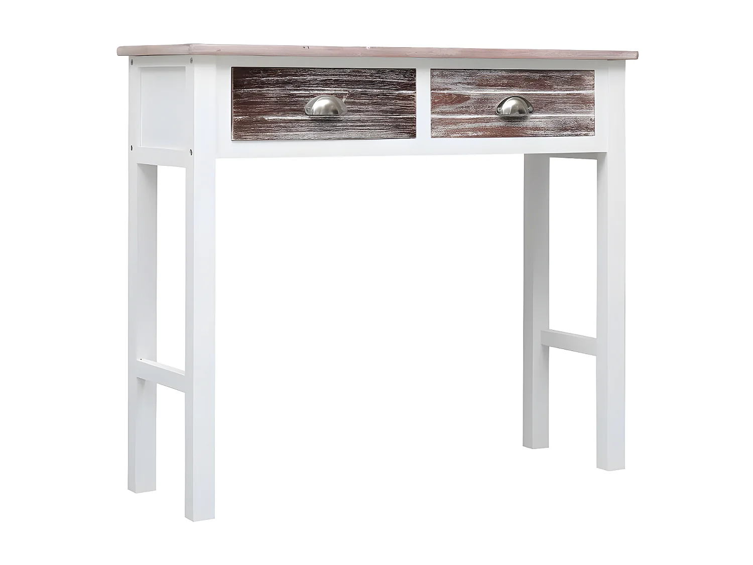 Console 2 tiroirs paulownia blanc et foncé Amatar