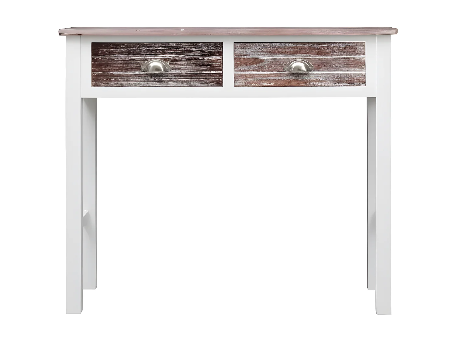 Console 2 tiroirs paulownia blanc et foncé Amatar