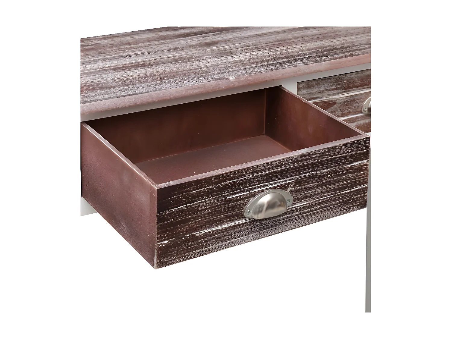 Console 2 tiroirs paulownia blanc et foncé Amatar