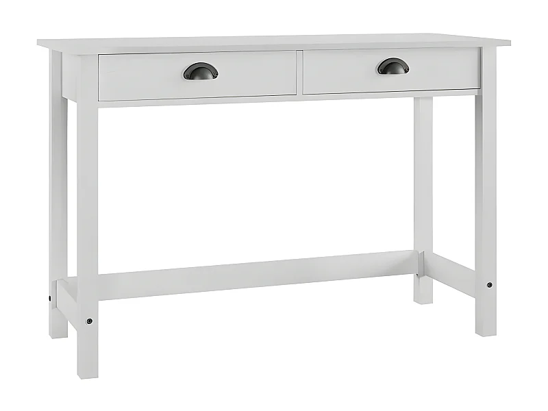 Console 2 tiroirs pin massif blanc Ranny