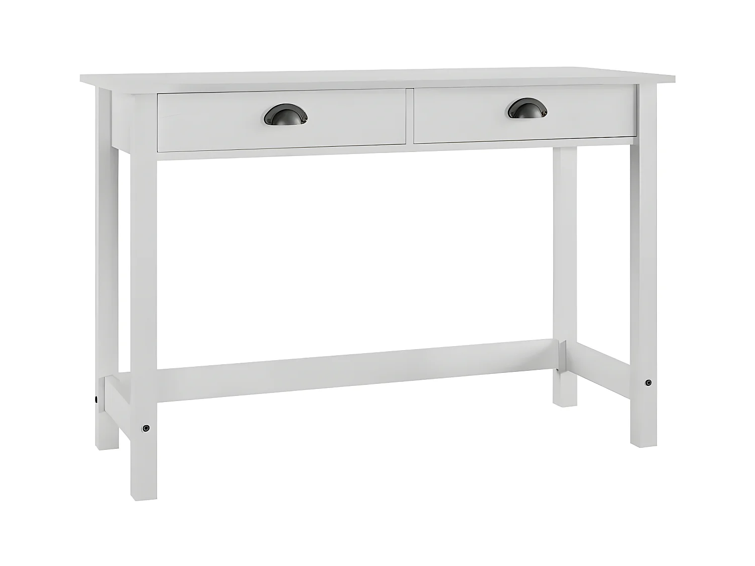 Console 2 tiroirs pin massif blanc Ranny