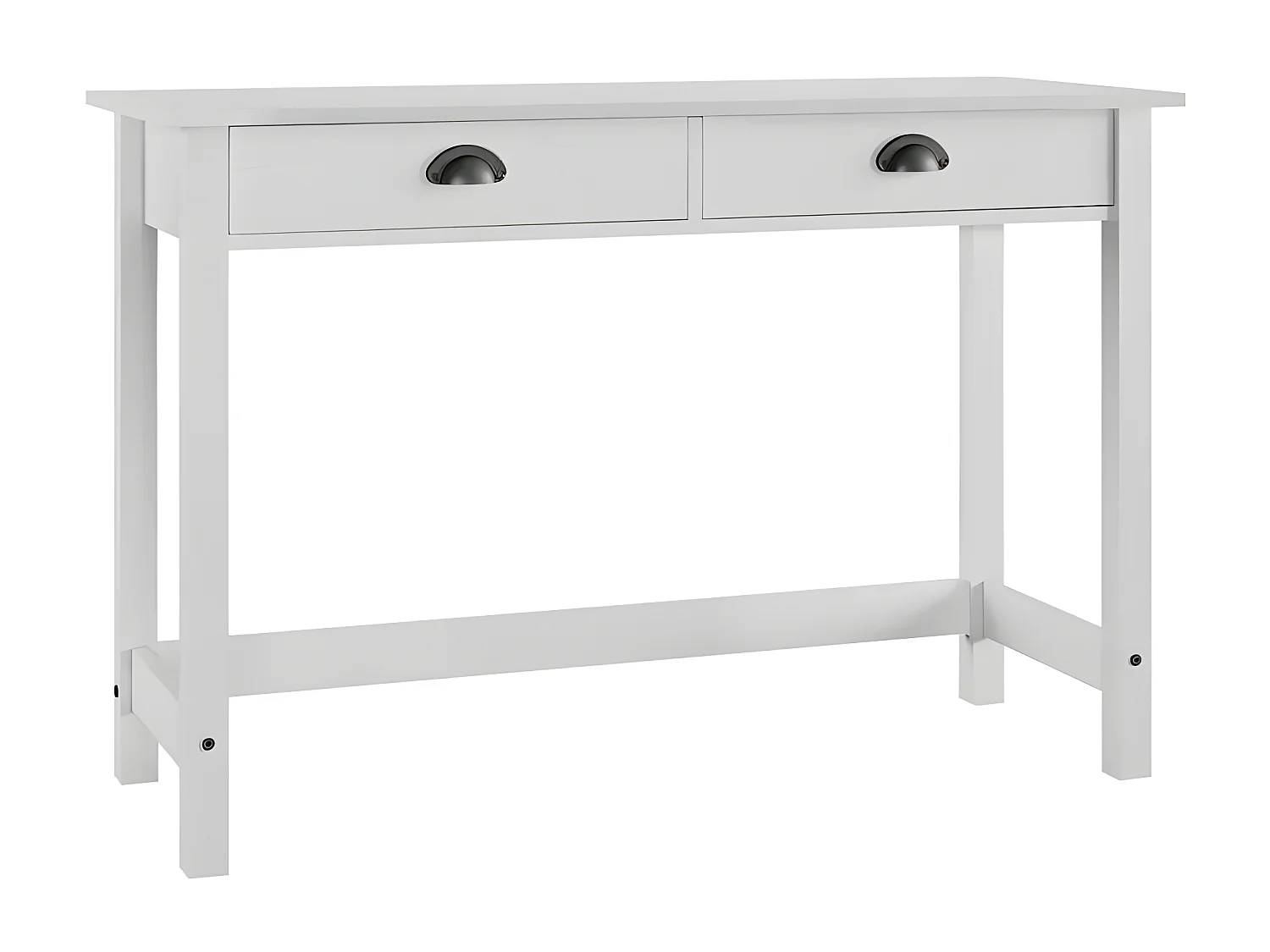 Console 2 tiroirs pin massif blanc Ranny