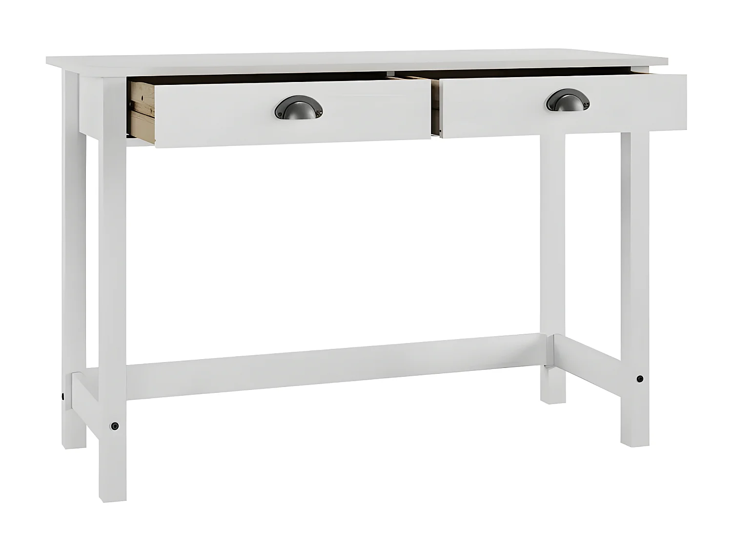 Console 2 tiroirs pin massif blanc Ranny