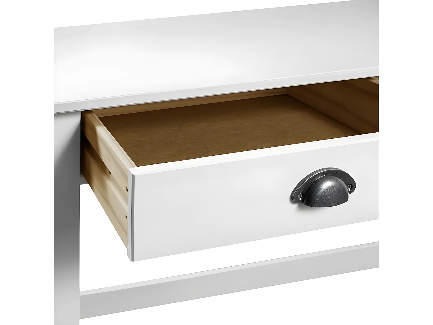 Console 2 tiroirs pin massif blanc Ranny