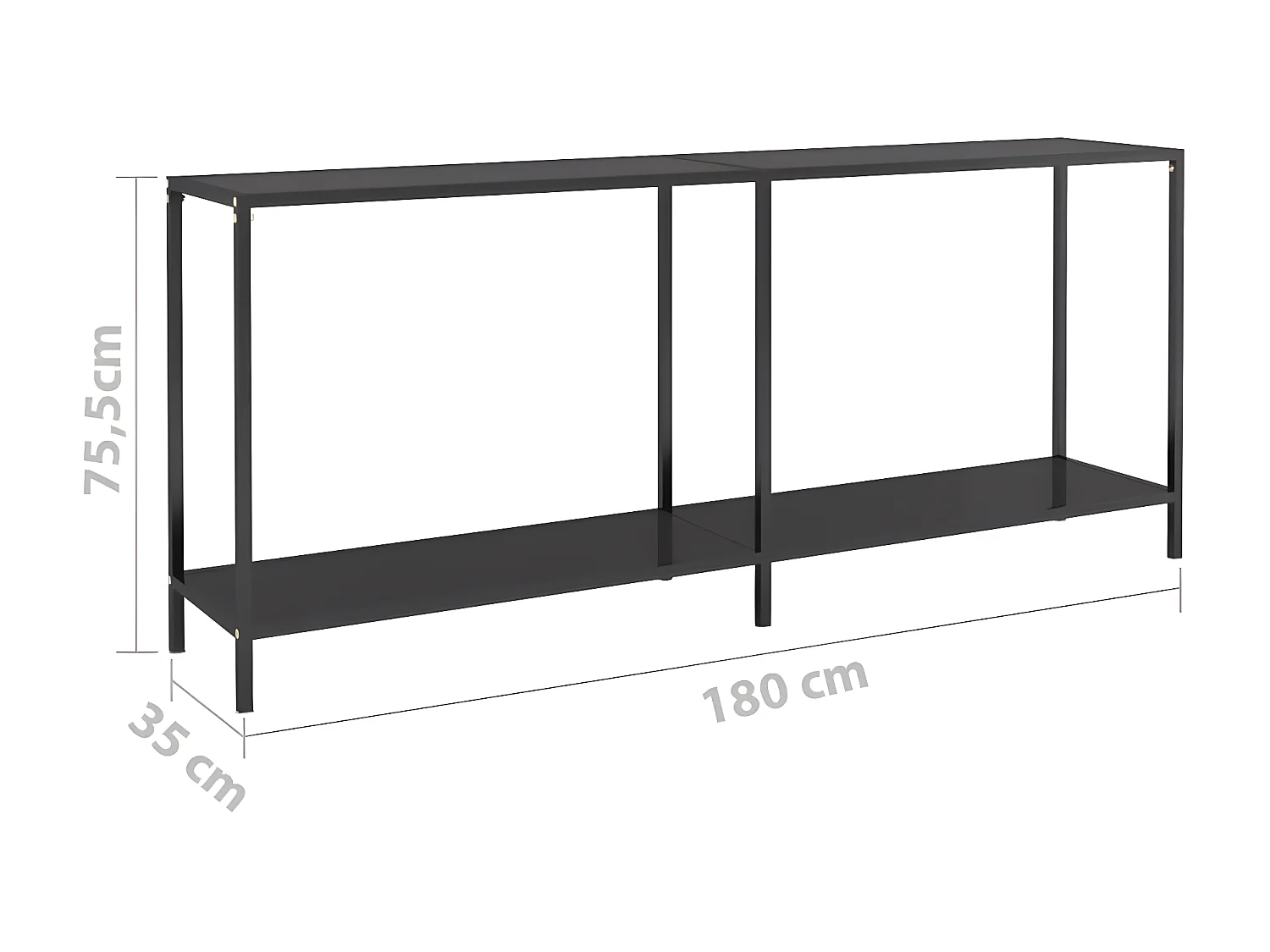 Table console Noir 180x35x75,5 Verre trempé 2