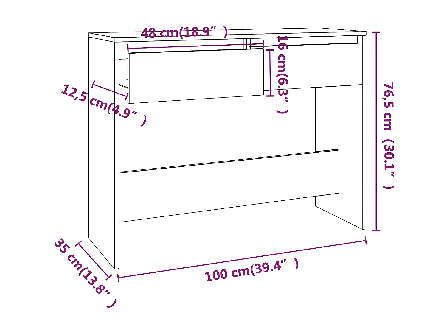 Table console Blanc 100x35x76,5