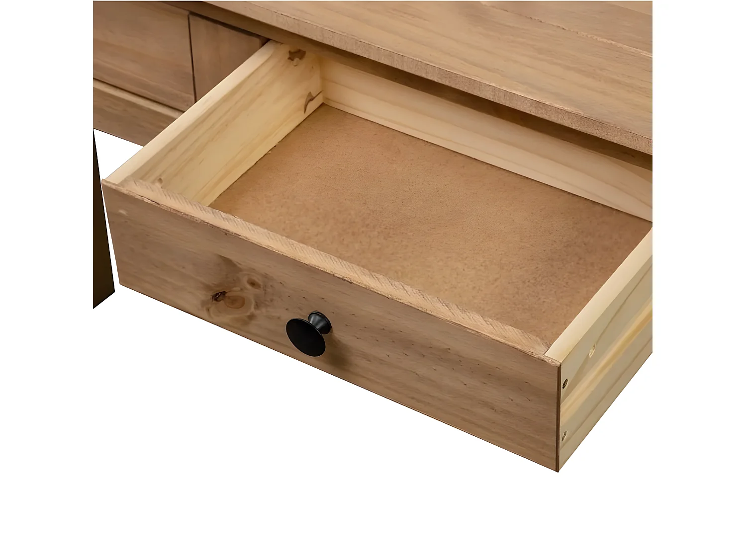 Console 2 tiroirs et pin massif foncé Nozit