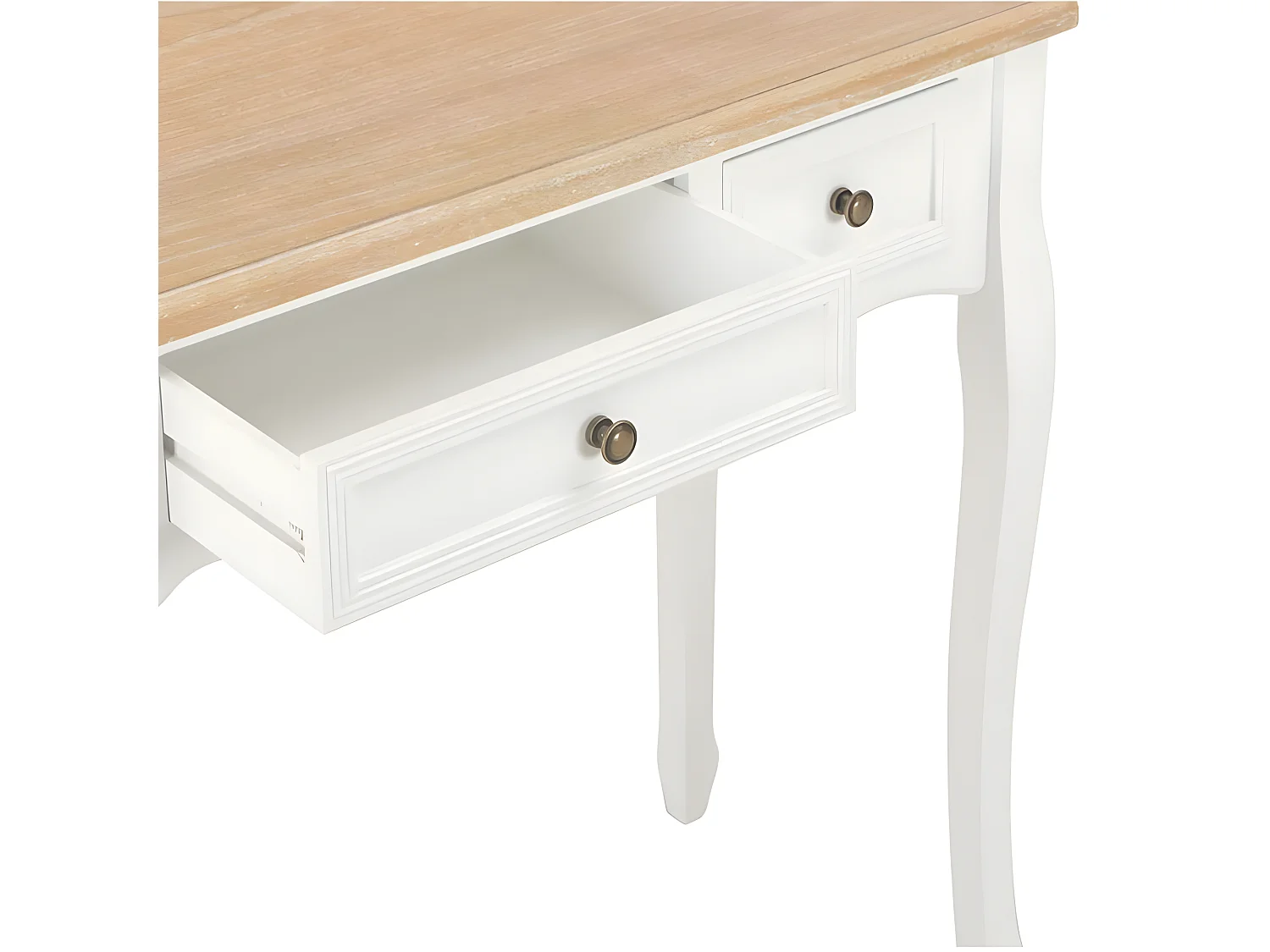 Console coiffeuse 3 tiroirs pin massif clair et blanc Moram