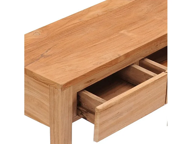 Console 3 tiroirs teck massif clair Sarlia 110cm