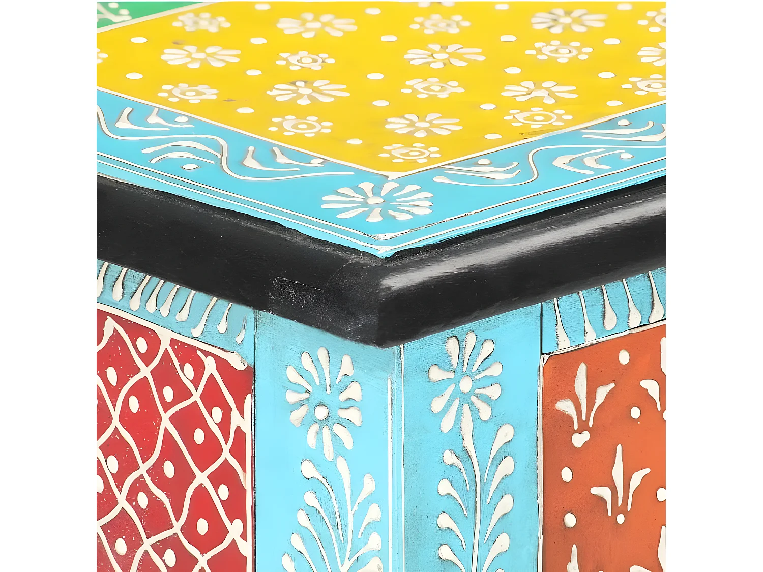 Console 2 tiroirs manguier massif bleu et multicolore Coloria