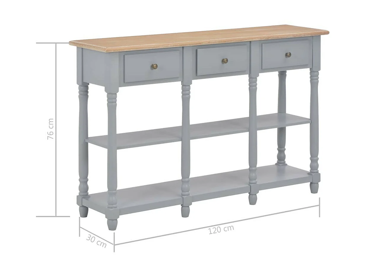 Table console Gris 120x30x76 MDF