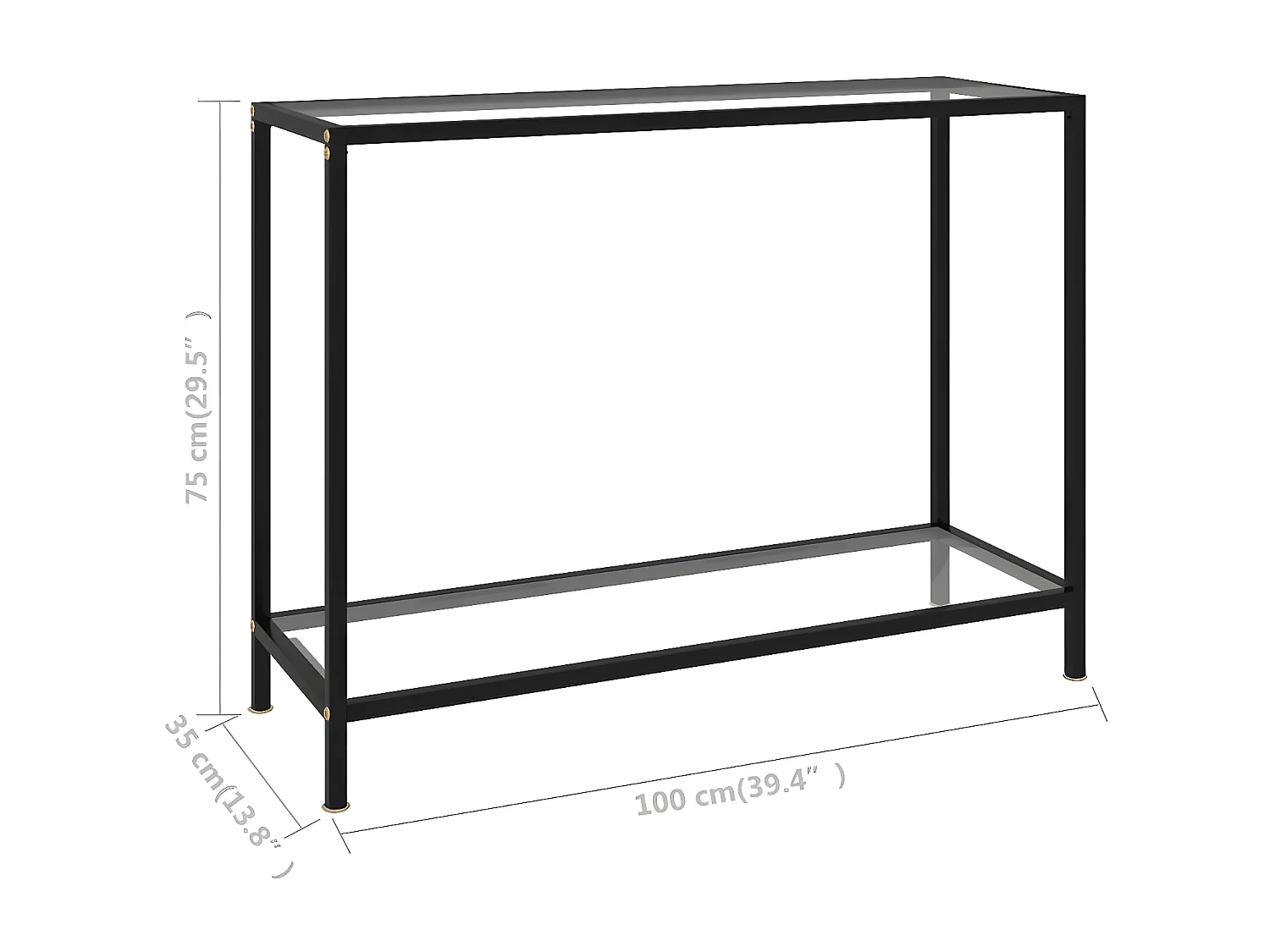 Table console Transparent 100x35x75 Verre trempé