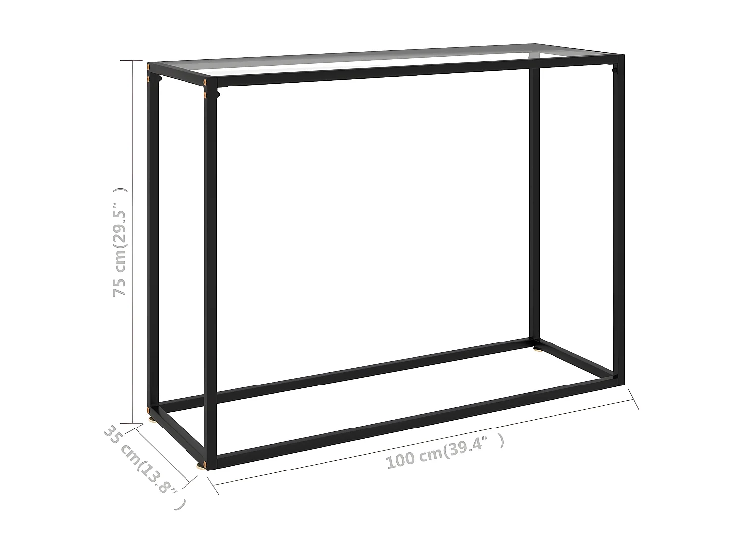 Table console Transparent 100x35x75 Verre trempé 2