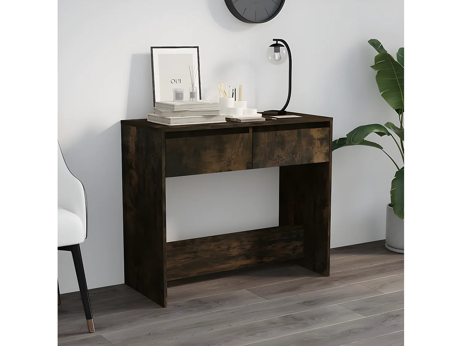 Table console Chêne fumé 89x41x76,5 Acier