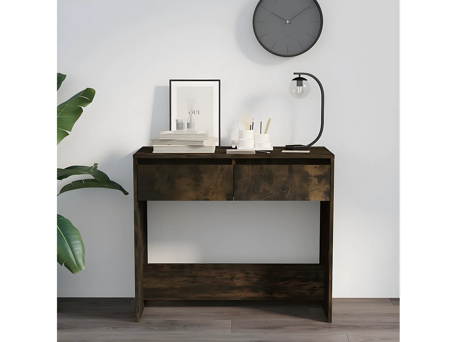 Table console Chêne fumé 89x41x76,5 Acier