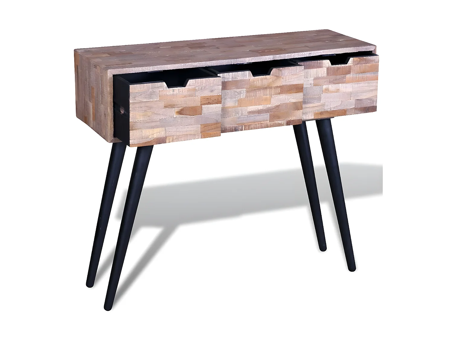 Table console avec 3 tiroirs Bois de teck recyclé