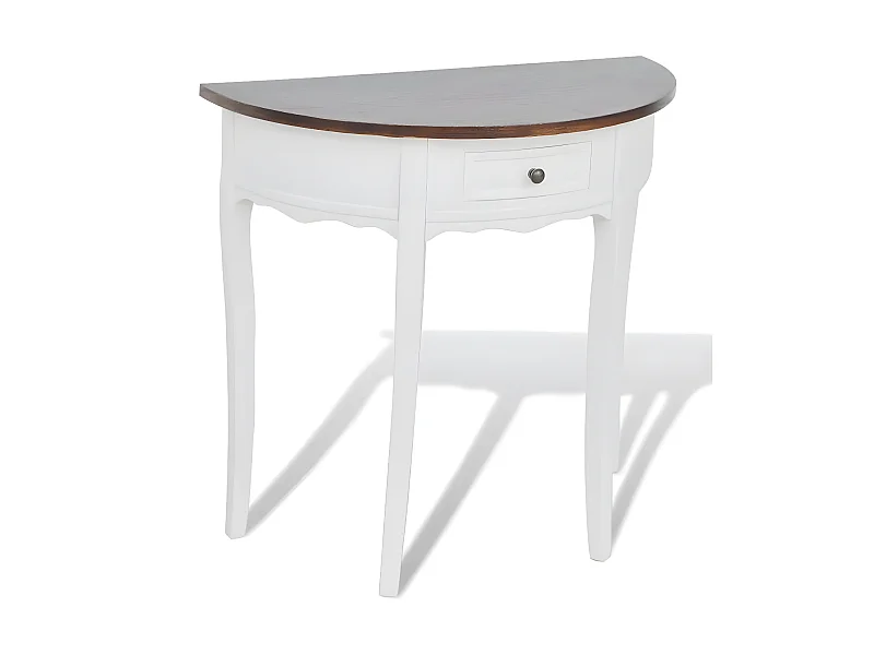 Console 1 tiroir bois foncé et pin massif blanc Karmen